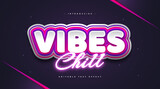 Vibes Chill Text with Colorful Retro Style and Glowing Purple Neon Effect