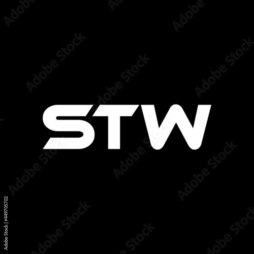 STW letter logo design with black background in illustrator, vector logo modern alphabet font overlap style. calligraphy designs for logo, Poster, Invitation, etc.