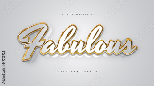 Fabulous Text in White and Gold Style with 3D Effect