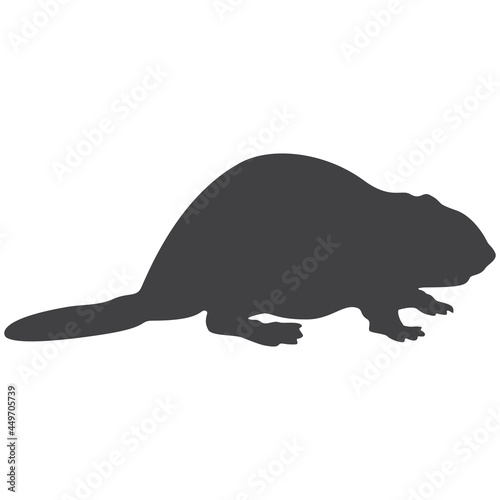 Beaver silhouette, icon. Vector illustration on a white background.
