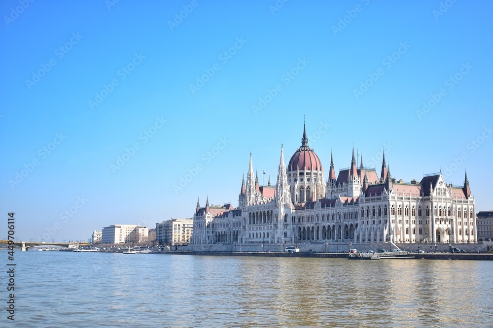 Hungarian Parliament Building also known as the Parliament of Budapest, This place is the seat of the National Assembly of Hungary. Located along the Danube River.