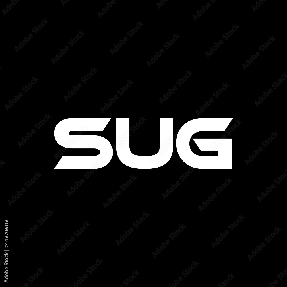SUG letter logo design with black background in illustrator, vector logo modern alphabet font overlap style. calligraphy designs for logo, Poster, Invitation, etc.