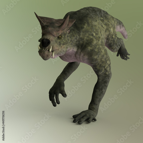 3d-illustration of an isolated four-handed fantasy creature