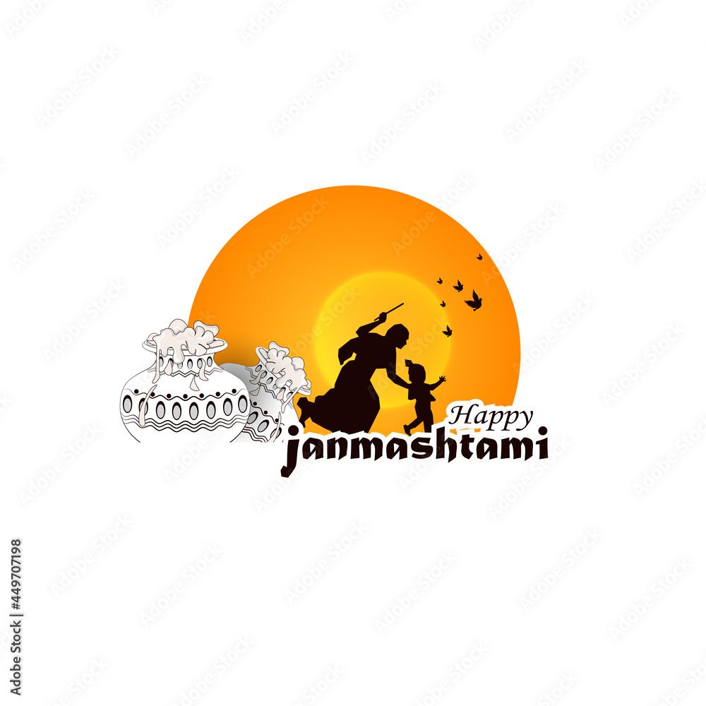 illustration of  Janmashtami invitation card, Lord Krishna in Janmashtami festival of India