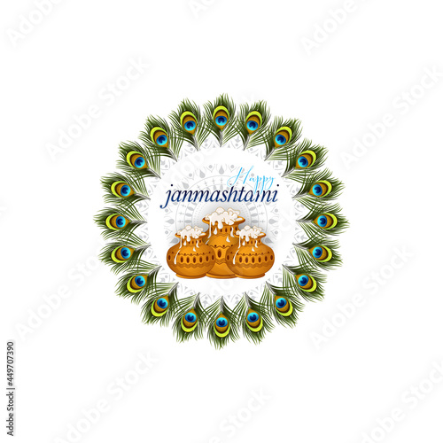 illustration of  Janmashtami invitation card, Lord Krishna in Janmashtami festival of India