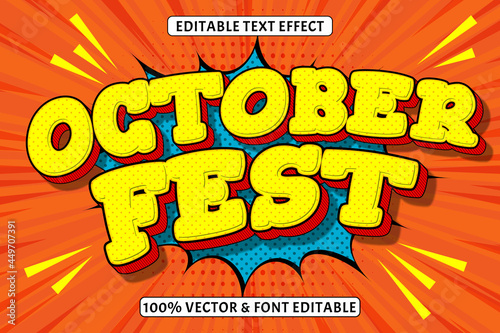 October fest editable text effect 3 Dimensions emboss comic style