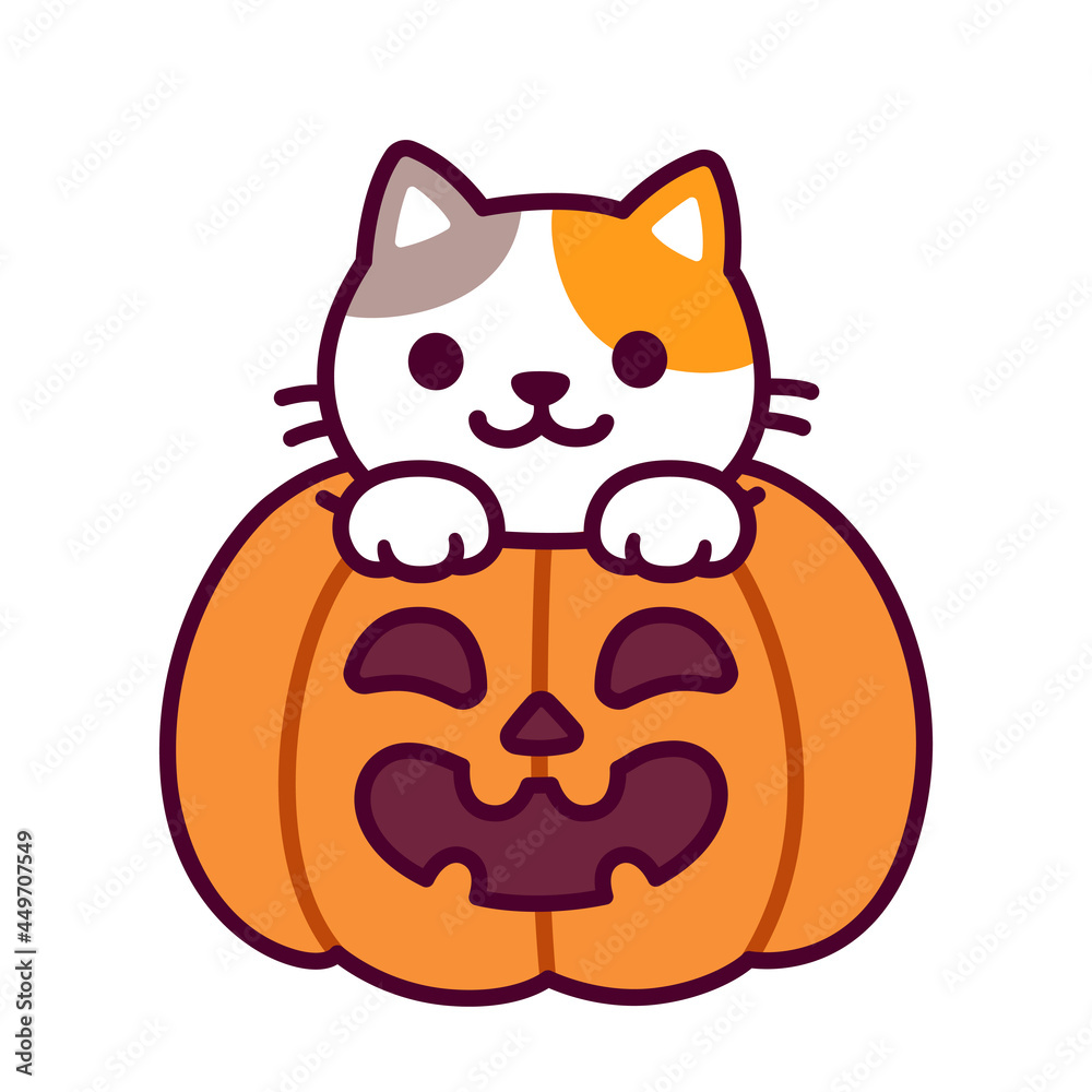 Cute Cartoon Black Cat In A Pumpkin Funny Vector Halloween, 59% OFF
