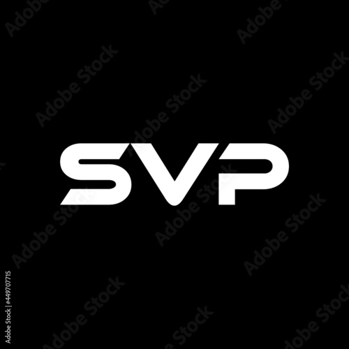 SVP letter logo design with black background in illustrator, vector logo modern alphabet font overlap style. calligraphy designs for logo, Poster, Invitation, etc.