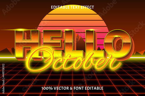 Hello october editable text effect retro style