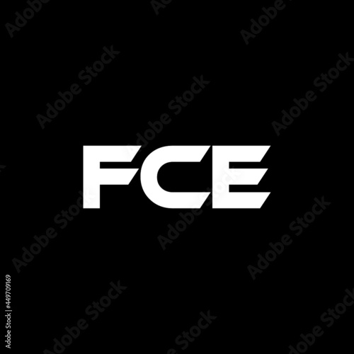 FCE letter logo design with black background in illustrator, vector logo modern alphabet font overlap style. calligraphy designs for logo, Poster, Invitation, etc. photo