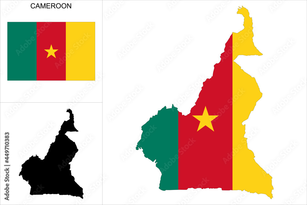 Carte du Cameroun avec fond drapeau camerounais - Carte sous forme