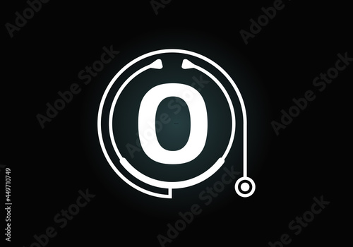 Initial O monogram alphabet with doctor stethoscope. Vector stethoscope logo or icon. Logo for medical and pharmaceutical business and company identity