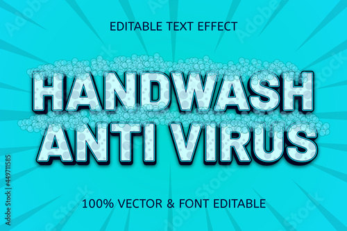 hand wash anti virus style cartoon editable text effect