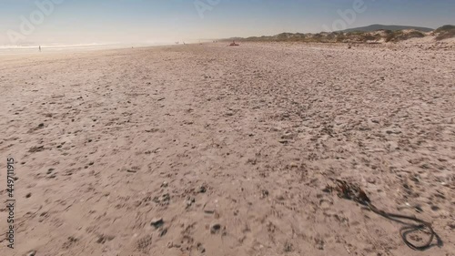 Aerial: Waves Crashing on tropical beach. Cape Town, South Africa