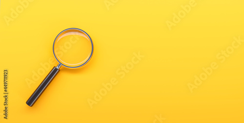 Magnifying Glass on yellow Background - 3D illustration