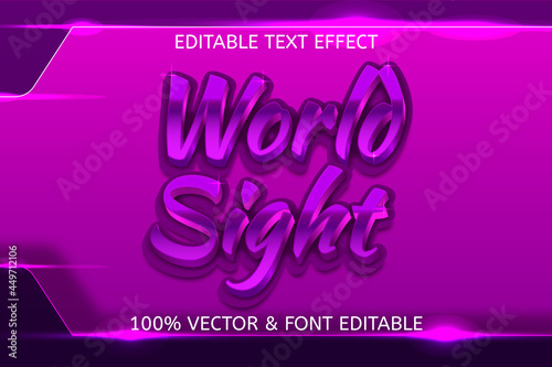 world sight style neon editable text effect