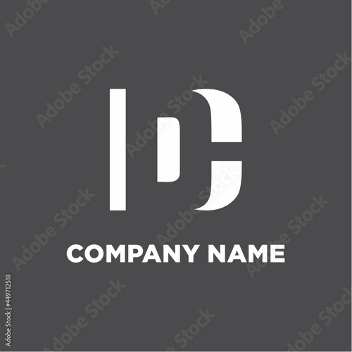 DC or CD negative space letter logo black background