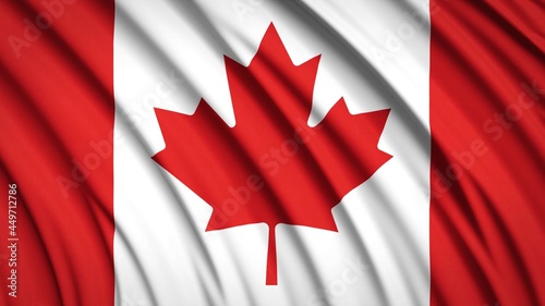 Canada flag. Waving national flag. State symbols. Realistic 3D render. 