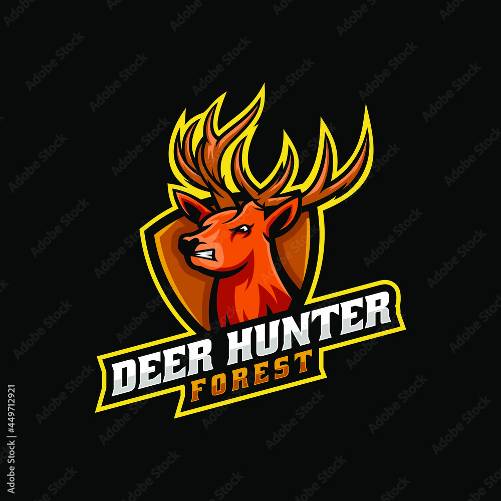Vector logo illustration deer hunter e sport and sport style Premium Vector Vector logo illustration deer hunter e sport and sport style Premium Vector