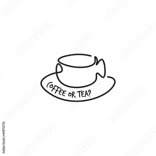 cup of coffee or tea line style logo template