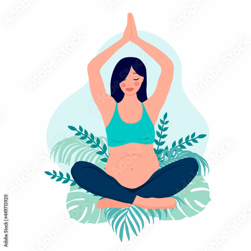 yoga pregnant women concept. Relax, meditation for the expectant mother. vector illustration