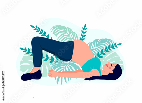 yoga pregnant women concept. Relax, meditation for the expectant mother. vector illustration