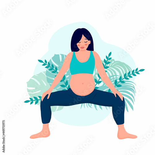 yoga pregnant women concept. Relax, meditation for the expectant mother. vector illustration