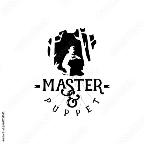 puppet in the dark with halloween logo and vector style