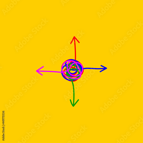 Four arrows in opposite directions. Conflict icon. Left and right, up and down directions