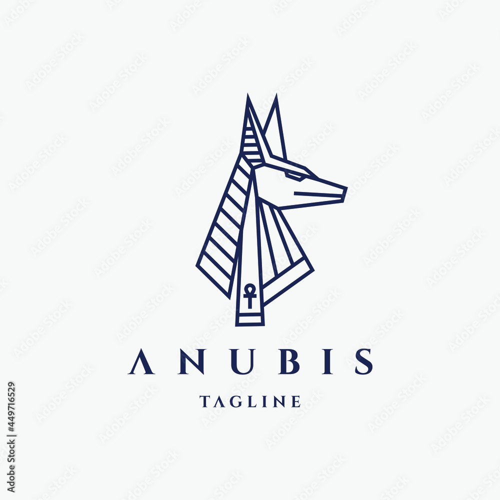 Obraz premium Anubis logo with line style design template hipster retro vintage label illustration Premium Vector1 