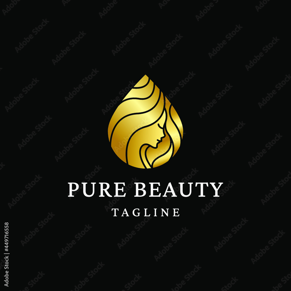 Beauty women gold gradient logo design template Premium Vector Stock ...