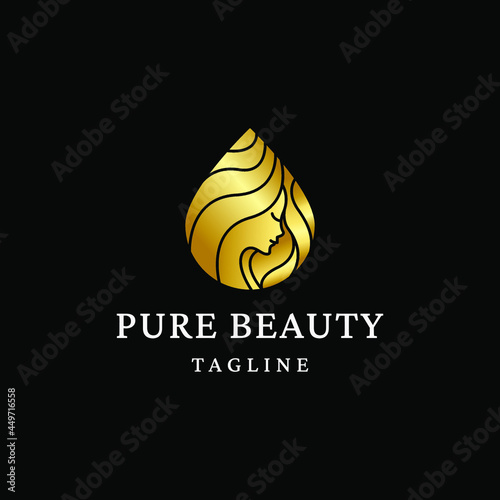 Beauty women gold gradient logo design template Premium Vector 