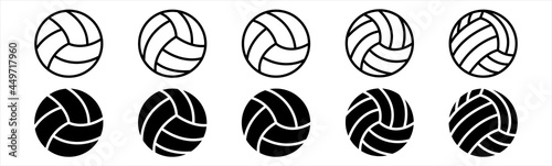 Volleyball icons set. Outline set of volleyball vector icons for web, app design isolated on white background photo
