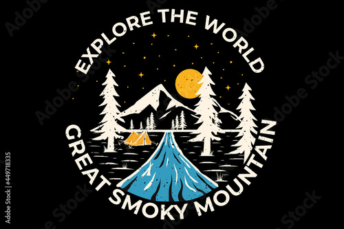 T-shirt design eksplore the world reat smoky mountain photo