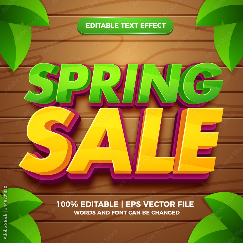 Spring sale 3d editable text effect tempalte style