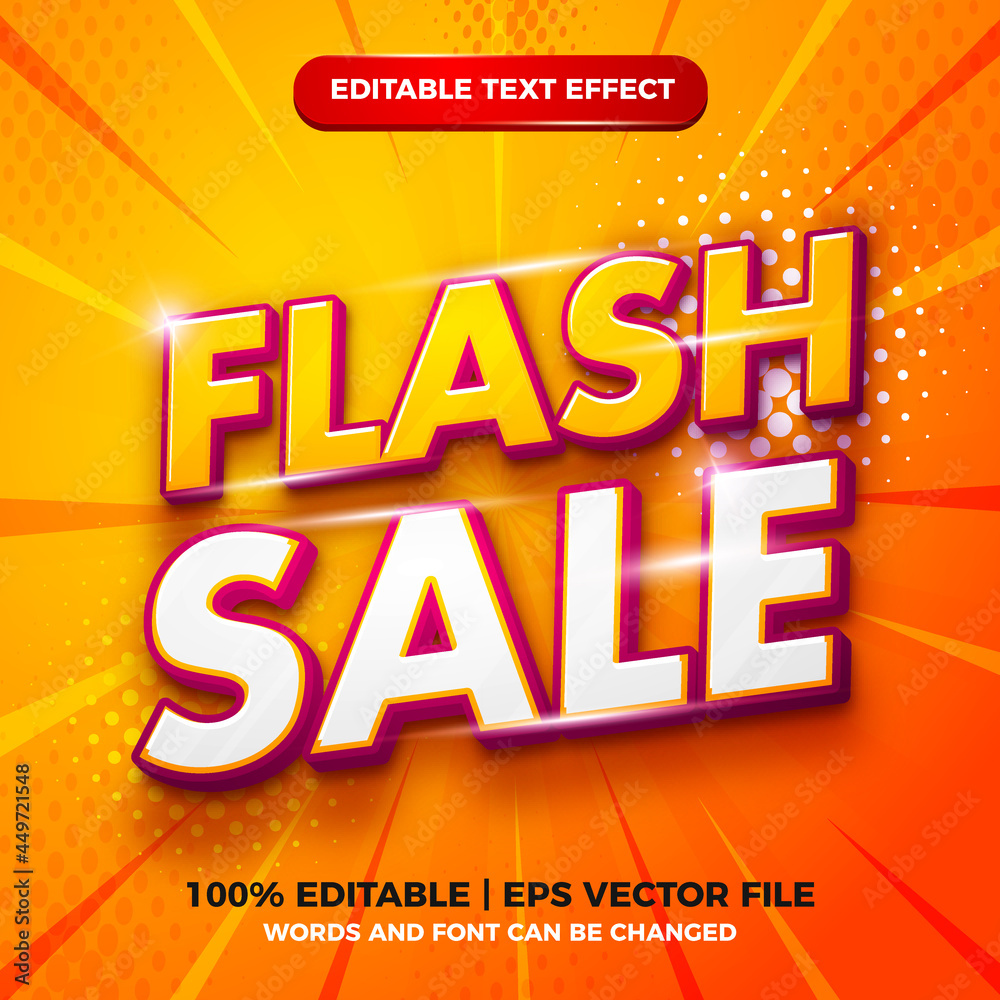 Flash sale 3d modern editable text effect template style