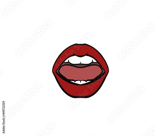 illustration open mouth red lips on white background sexy feminine talk 