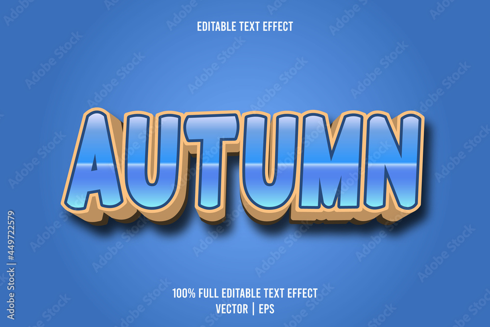 Autumn editable text effect 3 dimension emboss cartoon style