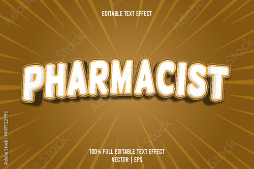 Pharmacist editable text effect 3 dimension emboss cartoon style