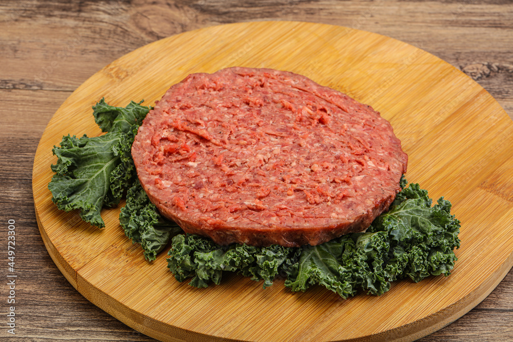 Raw beef burger cutlet for burger Raw beef burger cutlet for burger