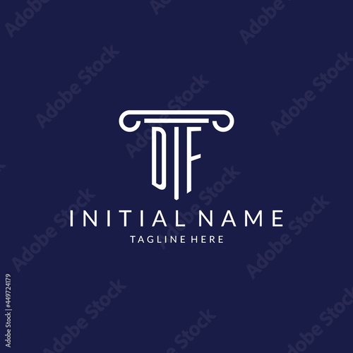 DF logo monogram with pillar shape designs