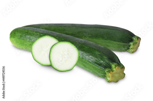  freshly green zucchini isolated on white background
