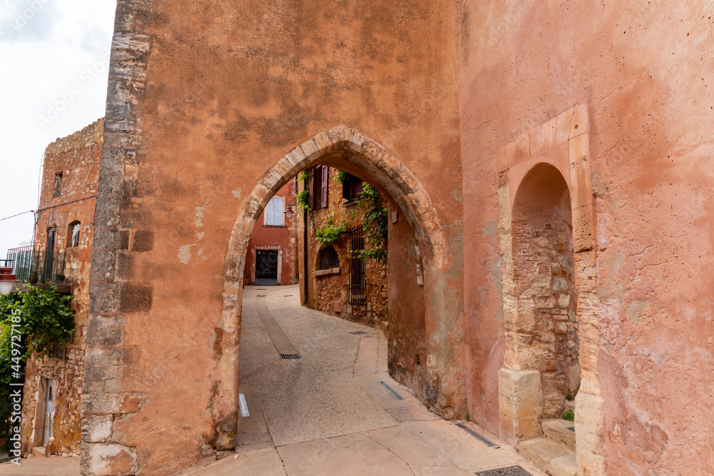 Small street of the village of Roussillon in Luberon, Provence, south of France