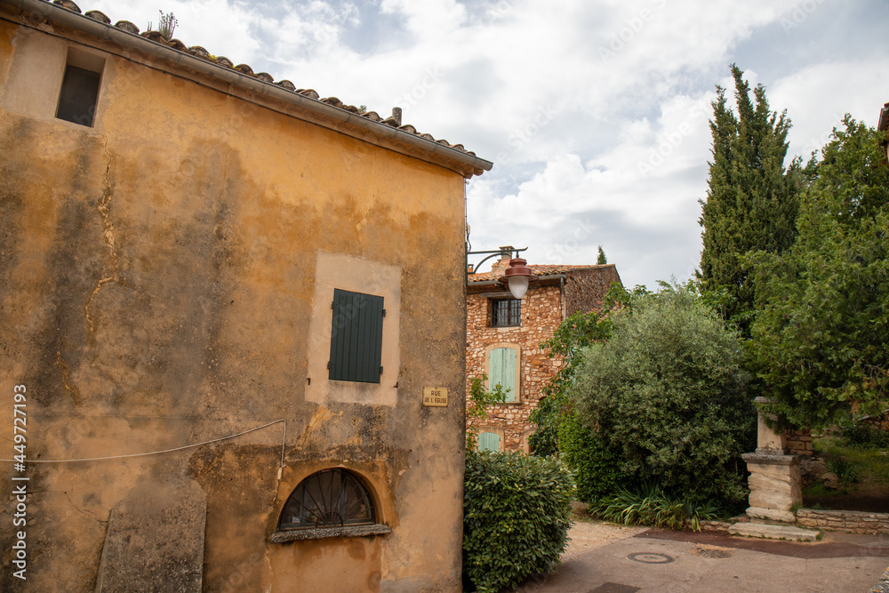 Small square of the village of Roussillon in Luberon, Provence, south of France
