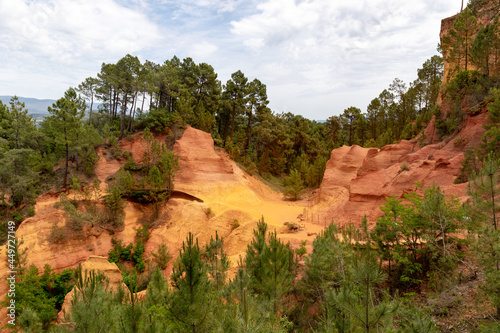 The ochre canyon of the village of Roussillon in Luberon, Provence, south of France