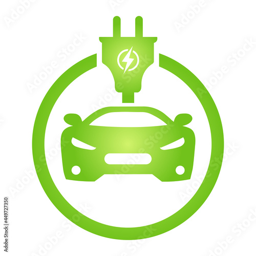 Eco electrocar icon Zero emission vehicle Battery charging station sign