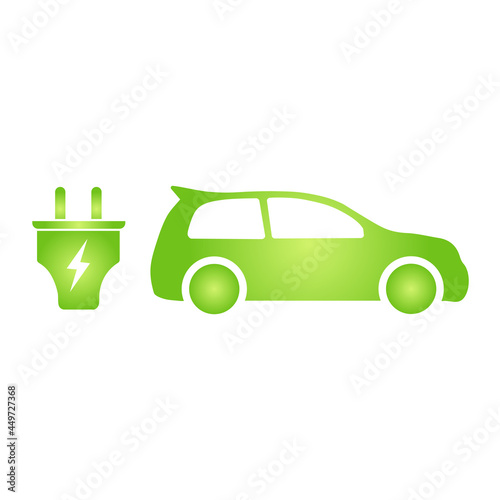 Eco electrocar icon Zero emission vehicle Battery charging station sign