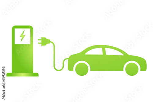 Eco electrocar icon Zero emission vehicle Battery charging station sign