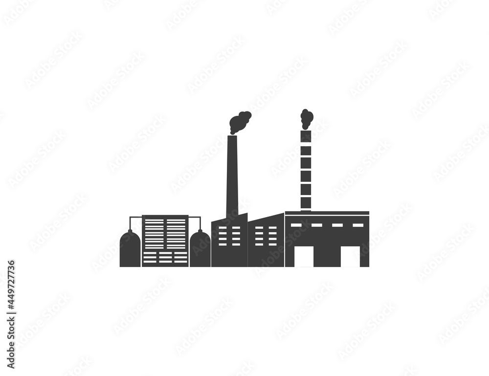Building, factory, industry icon on white background. Vector illustration.