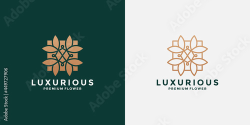 set ornament lotus logo design template with gradient color